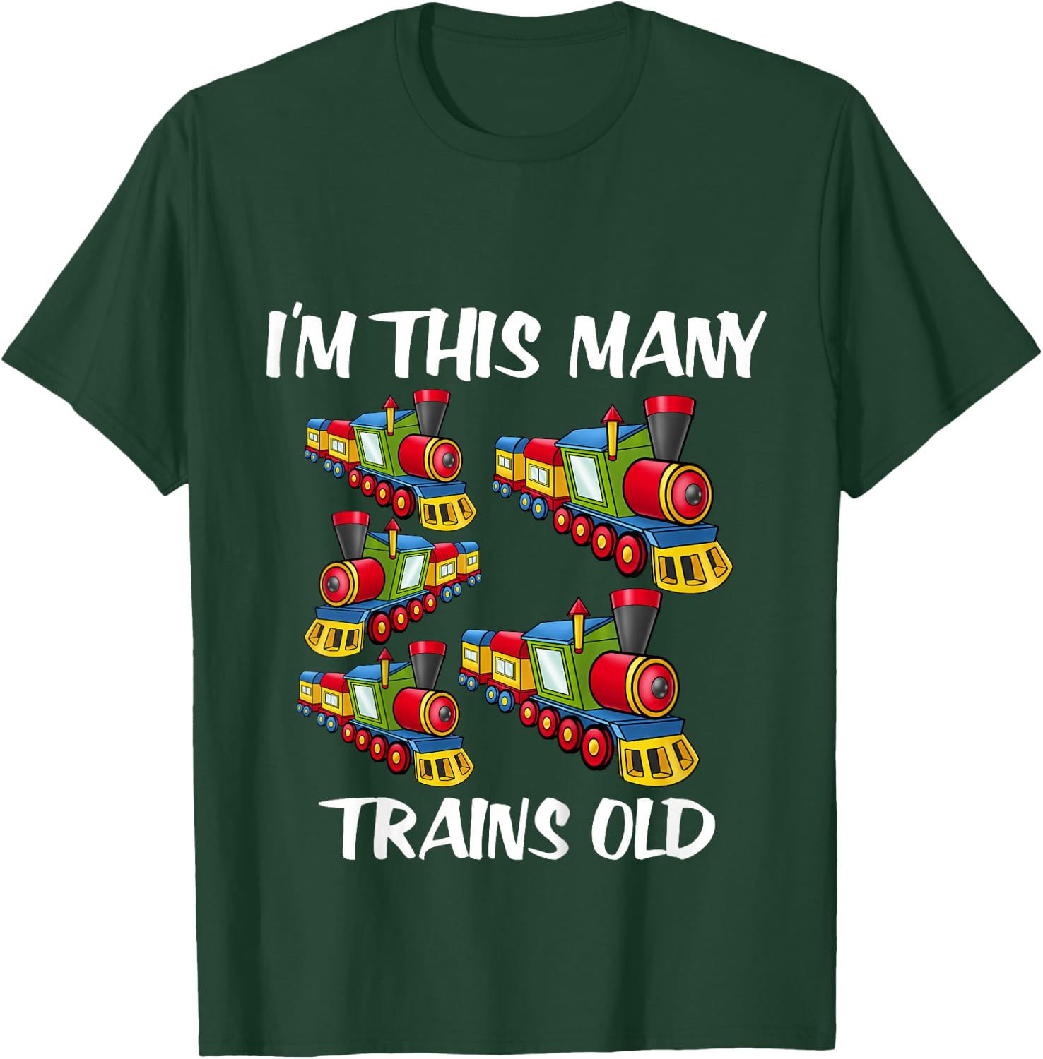 Kids I'm this many Trains Old Boy 5th Birthday 5 Years Old T-Shirt - T-Shirt | Forest