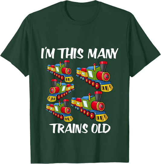 Kids I'm this many Trains Old Boy 5th Birthday 5 Years Old T-Shirt - T-Shirt | Forest