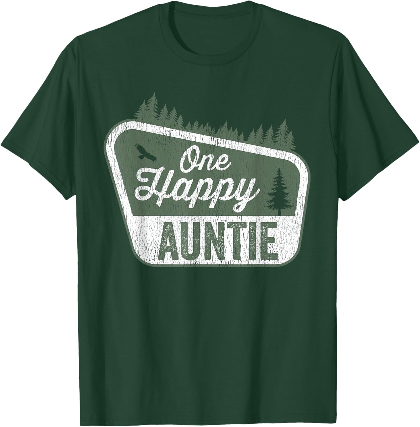One Happy Auntie Matching Family Birthday Party Camping T-Shirt - T-Shirt | Forest