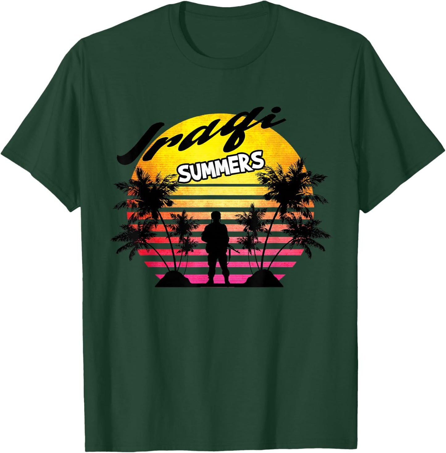 Retro Sun Iraqi Summers Veteran Gift Funny Iraq Veteran T-Shirt - T-Shirt | Forest