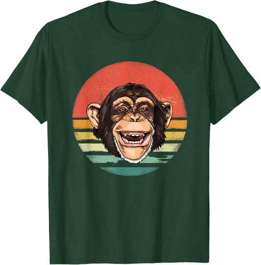 Chimpanzee Monkey Shirt Retro Chimp Wild Zoo Animal Lover T-Shirt - T-Shirt | Forest