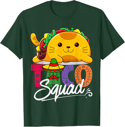 Cat Taco Squad Cinco De Mayo Cute Funny Mexican Food Lover T-Shirt - T-Shirt | Forest
