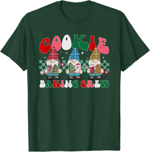 Merry Christmas Cookie Baking Crew Cute Gnome Plaid Pajamas T-Shirt - T-Shirt | Forest