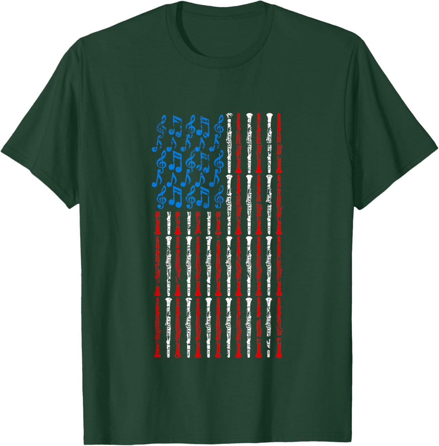 Clarinet American Flag 4th of July Men Women Clarinetist USA T-Shirt - T-Shirt | Forest