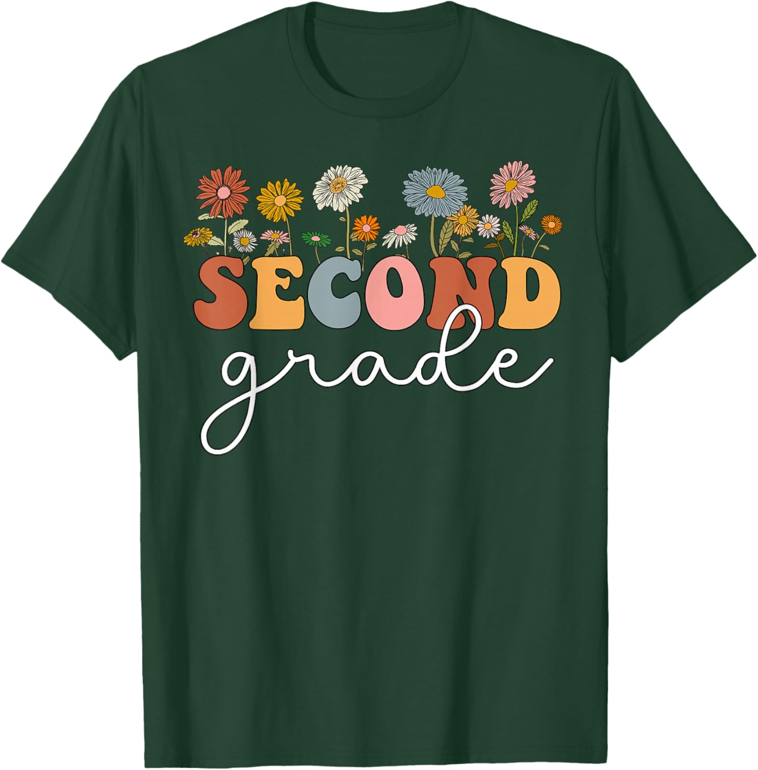Second Grade Teacher Wildflower 2nd Grade Back To School T-Shirt - T-Shirt | Forest