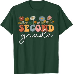 Second Grade Teacher Wildflower 2nd Grade Back To School T-Shirt - T-Shirt | Forest
