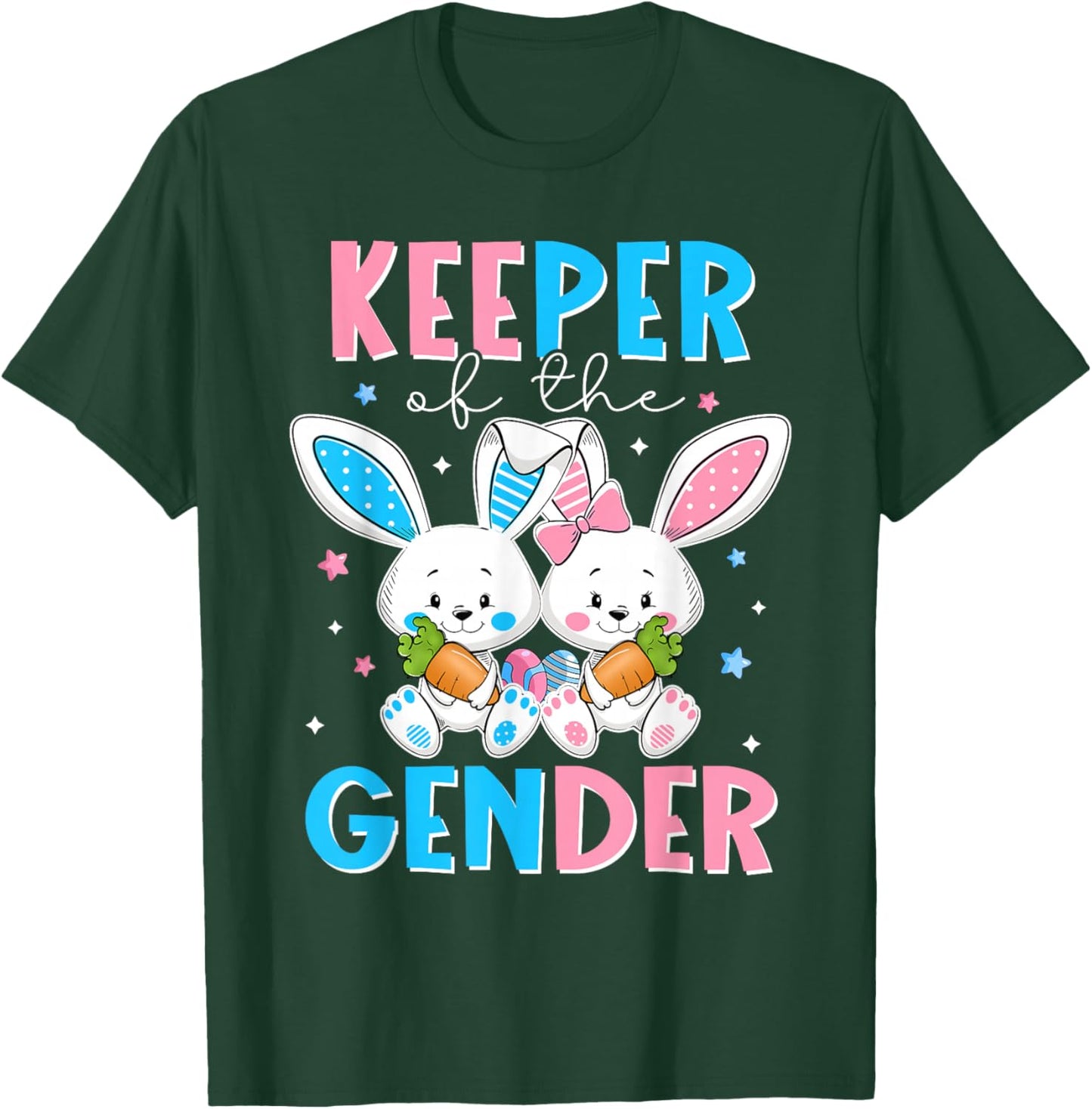 Keeper Of The Gender Boy Or Girl Easter Bunny Gender Reveal T-Shirt - T-Shirt | Forest