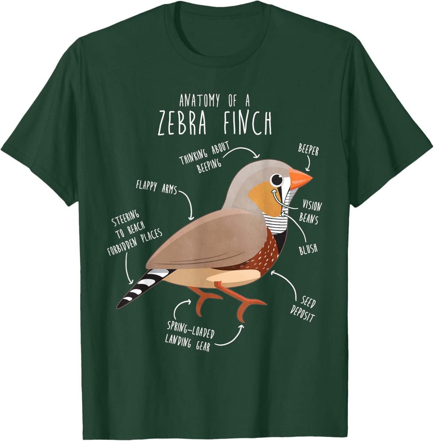Zebra Finch Anatomy, Funny Cute Pet Bird Mom, Finch Dad T-Shirt - T-Shirt | Forest