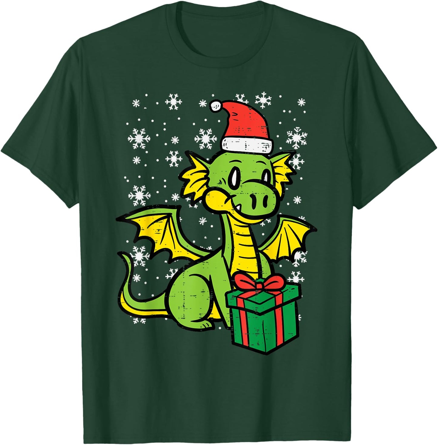 Christmas Dragon Santa Cute Xmas Boys Girls Kids Toddler T-Shirt - T-Shirt | Forest