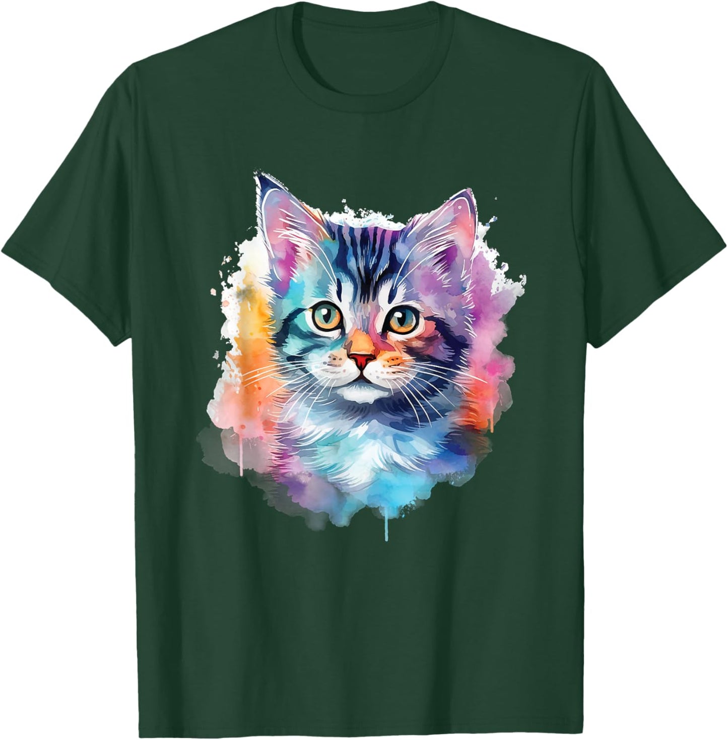 Colorful Cat - Cat Lover Kitten Owner Kitty Women Girls Kids T-Shirt - T-Shirt | Forest