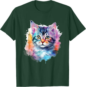 Colorful Cat - Cat Lover Kitten Owner Kitty Women Girls Kids T-Shirt - T-Shirt | Forest
