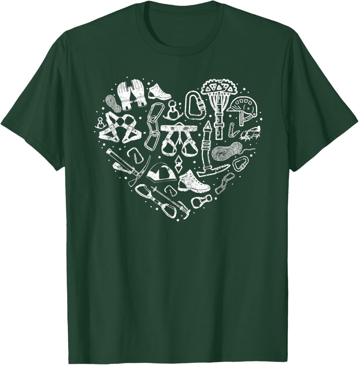 Climber Rock Climbing Equipment Girl Heart Carabiner T-Shirt - T-Shirt | Forest