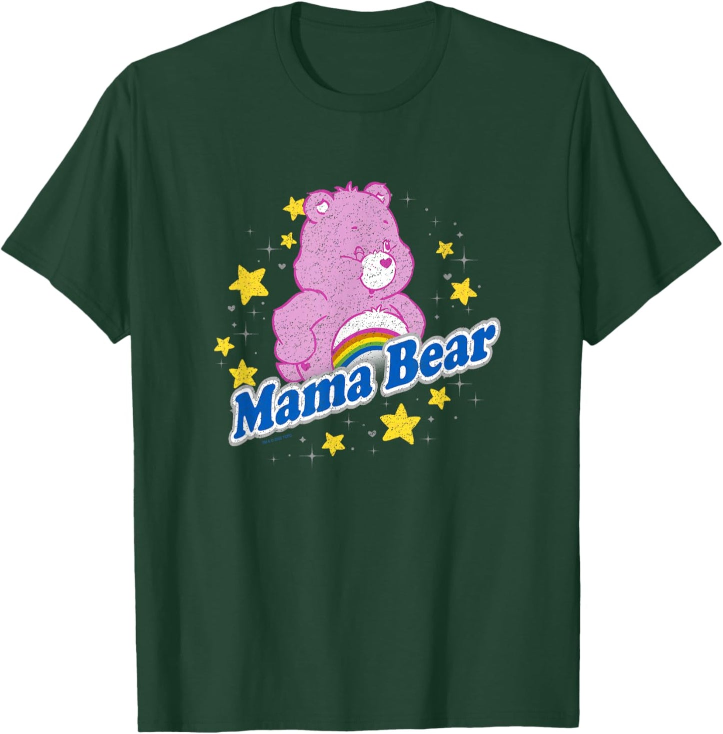 Care Bears Mama Bear Cheer Bear Rainbow Stars Vintage Logo T-Shirt - T-Shirt | Forest