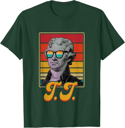 T.J. President Thomas Jefferson Retro Patriotic 4th Of July Men T-Shirt - T-Shirt | Forest