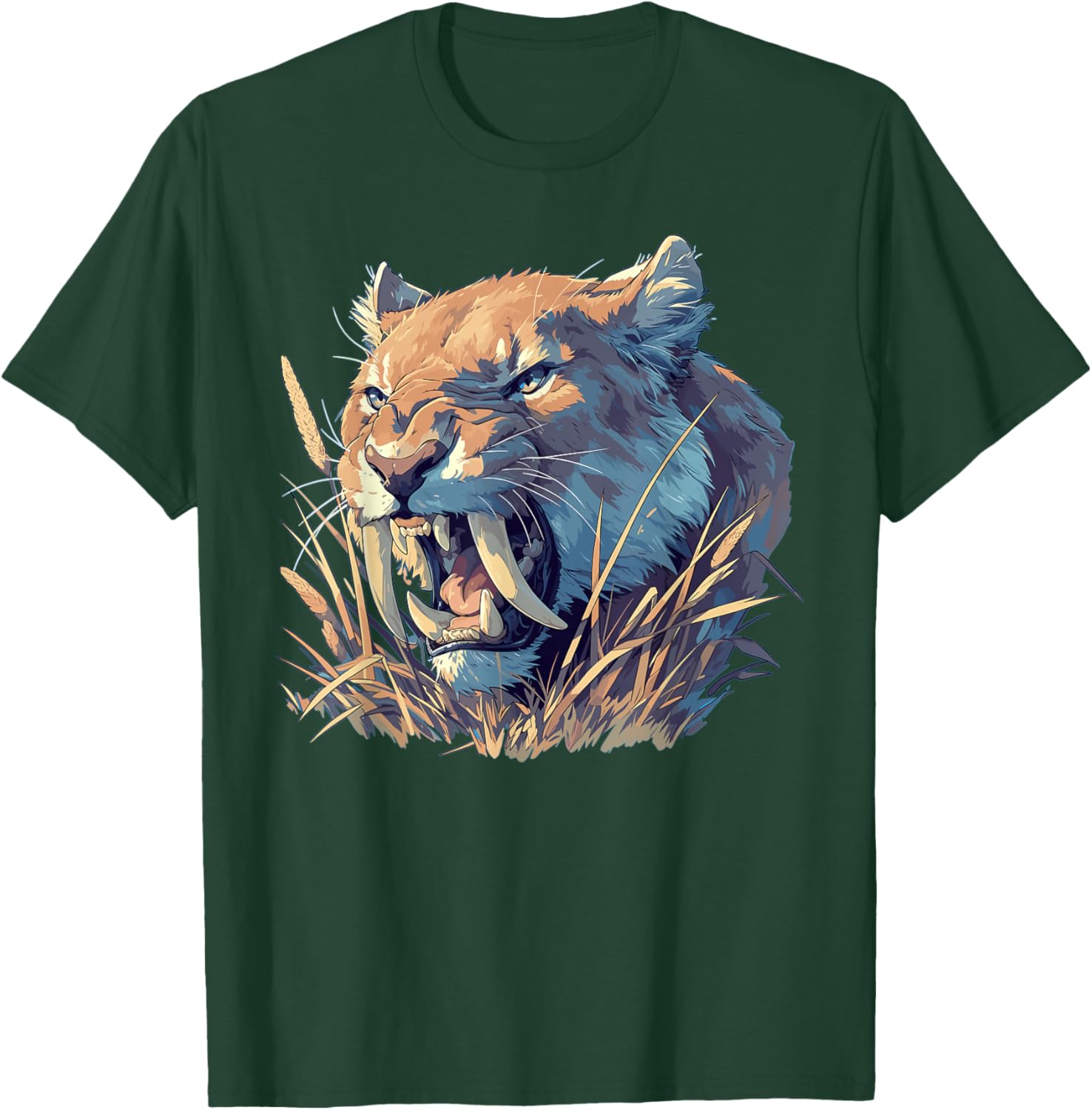 Saber-Toothed Tigers Saber-Toothed Tiger - -Adults, Small, Black, Sleeveless, Cotton Blend, Animal Print Saber-Toothed Tiger T-Shirt - T-Shirt | Forest