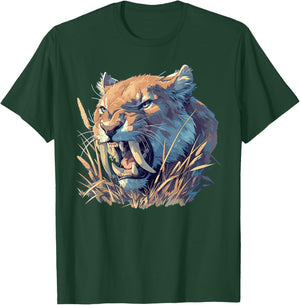 Saber-Toothed Tigers Saber-Toothed Tiger - -Adults, Small, Black, Sleeveless, Cotton Blend, Animal Print Saber-Toothed Tiger T-Shirt - T-Shirt | Forest