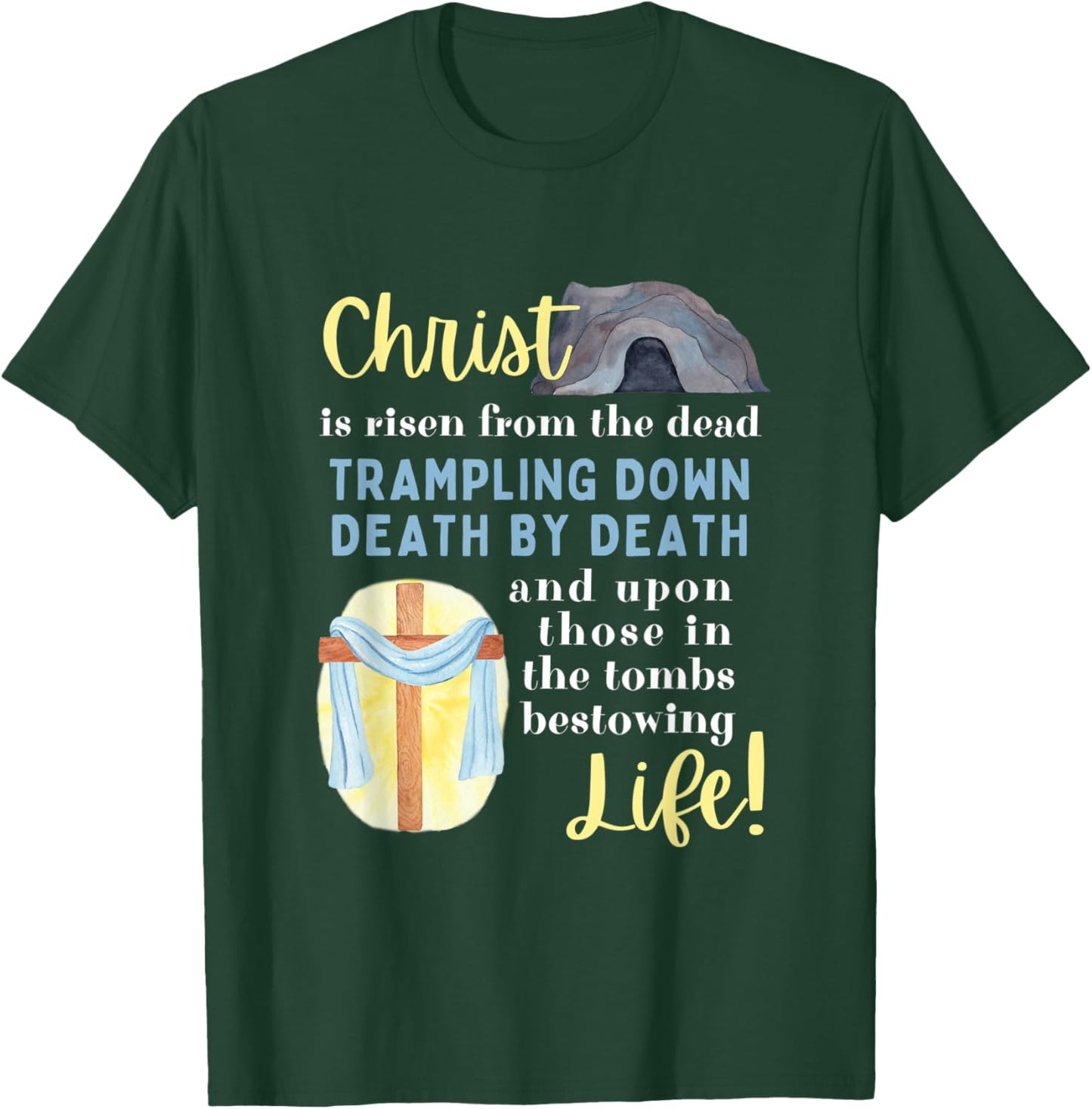 Orthodox Easter Pascha Christ is Risen Quote Christian Women T-Shirt - T-Shirt | Forest