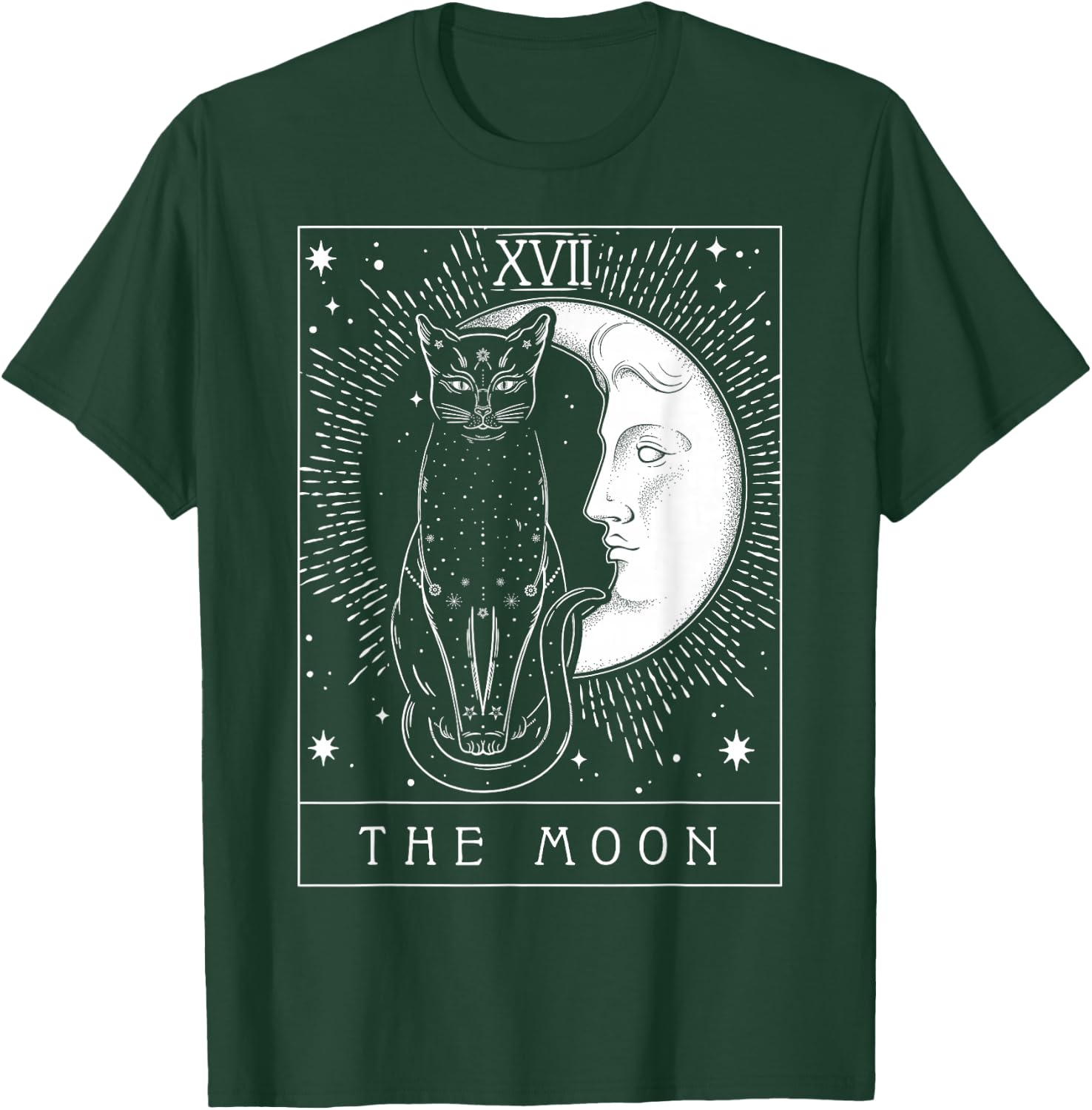 Tarot Card Crescent Moon and Cat Graphic Small T-Shirt - T-Shirt | Forest