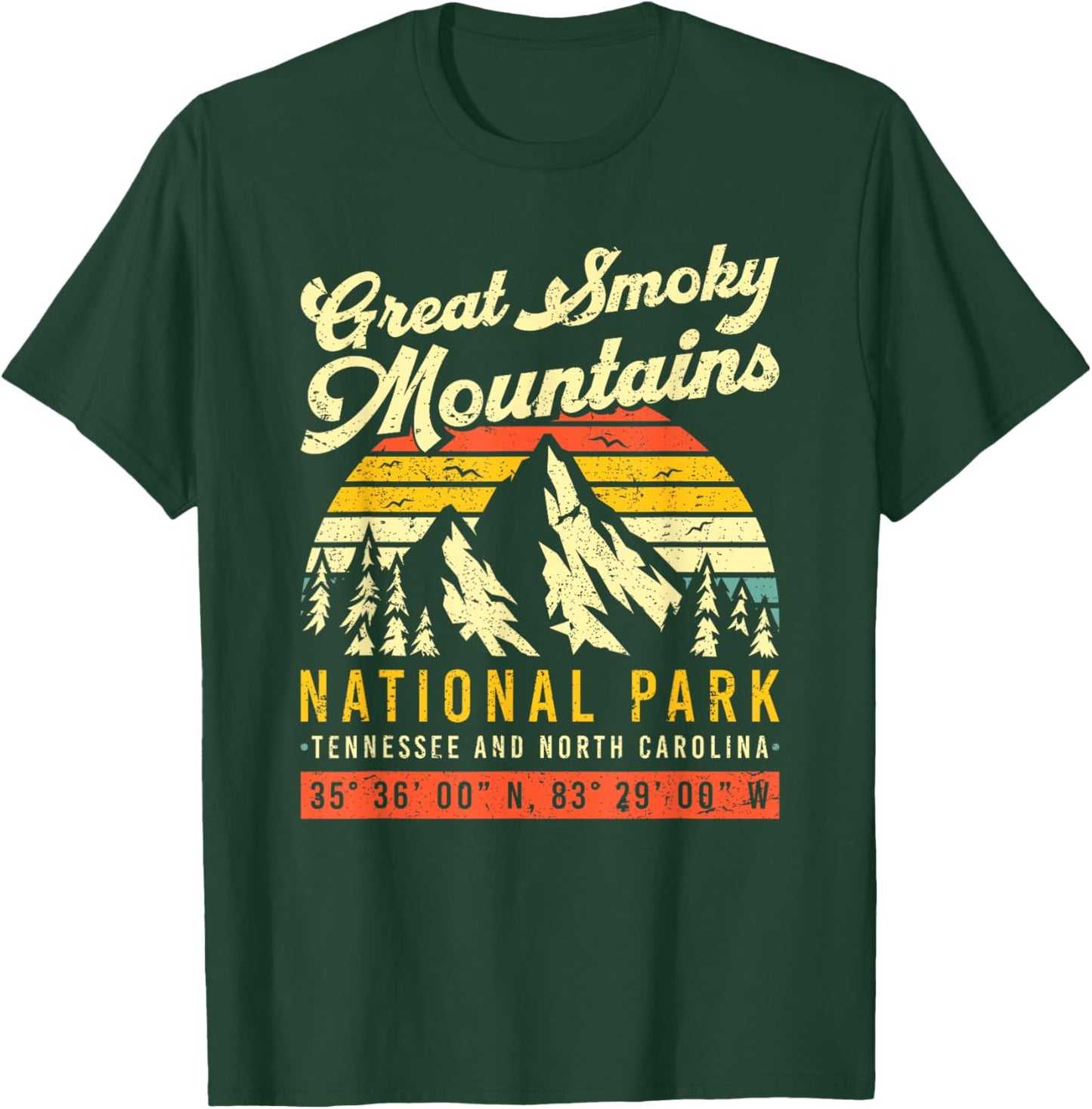 Smoky Mountains Tennessee NC Vintage Retro National Park T-Shirt - T-Shirt | Forest