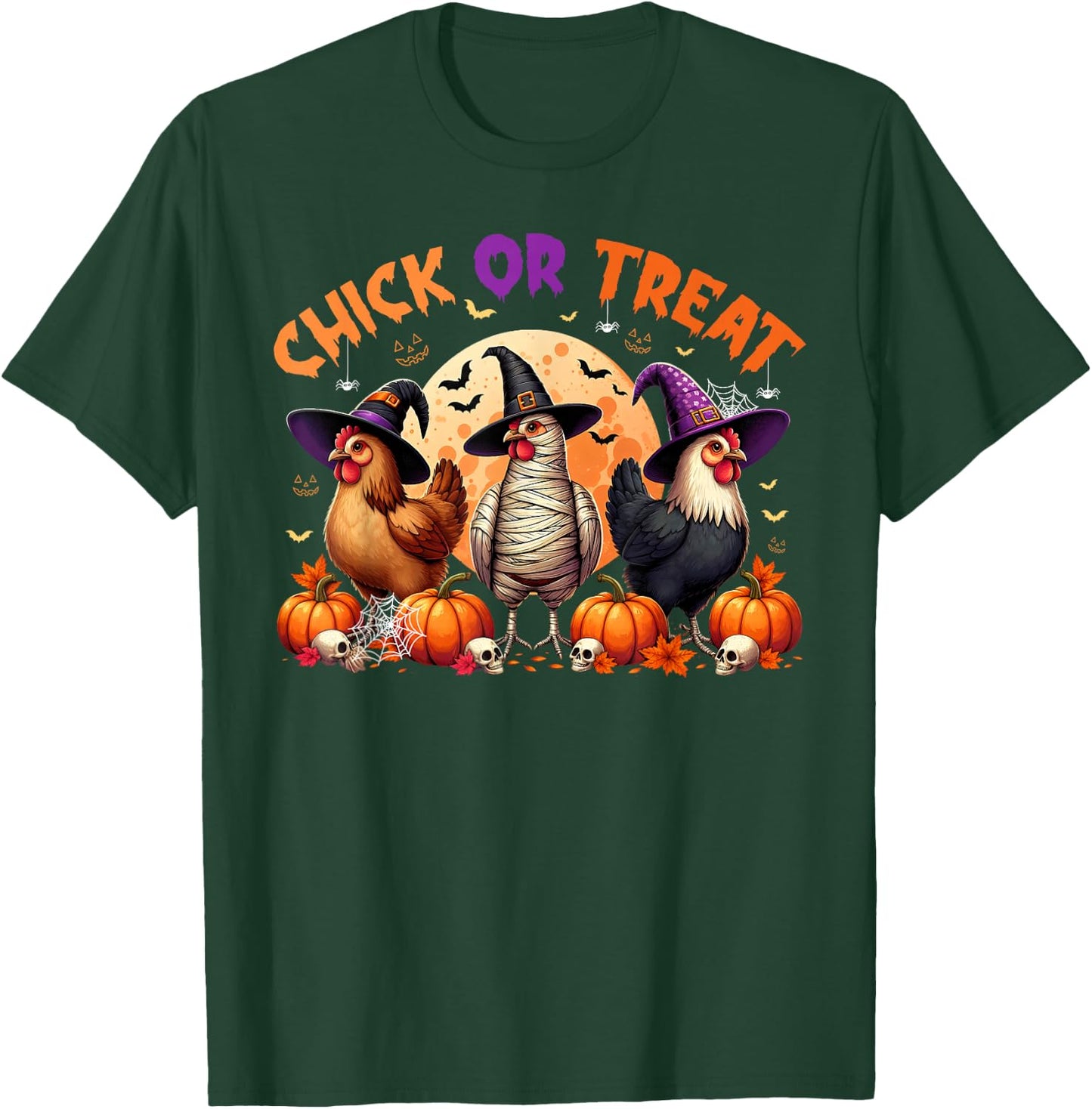 Fall Halloween Chicken Pumpkin Chick Or Treat Spooky Farmer T-Shirt - T-Shirt | Forest