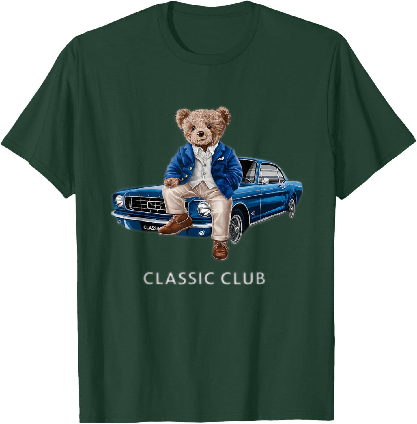 Enjoy Cool Teddy Bear with Classic Car Graphic Designs Fun T-Shirt - T-Shirt | Forest