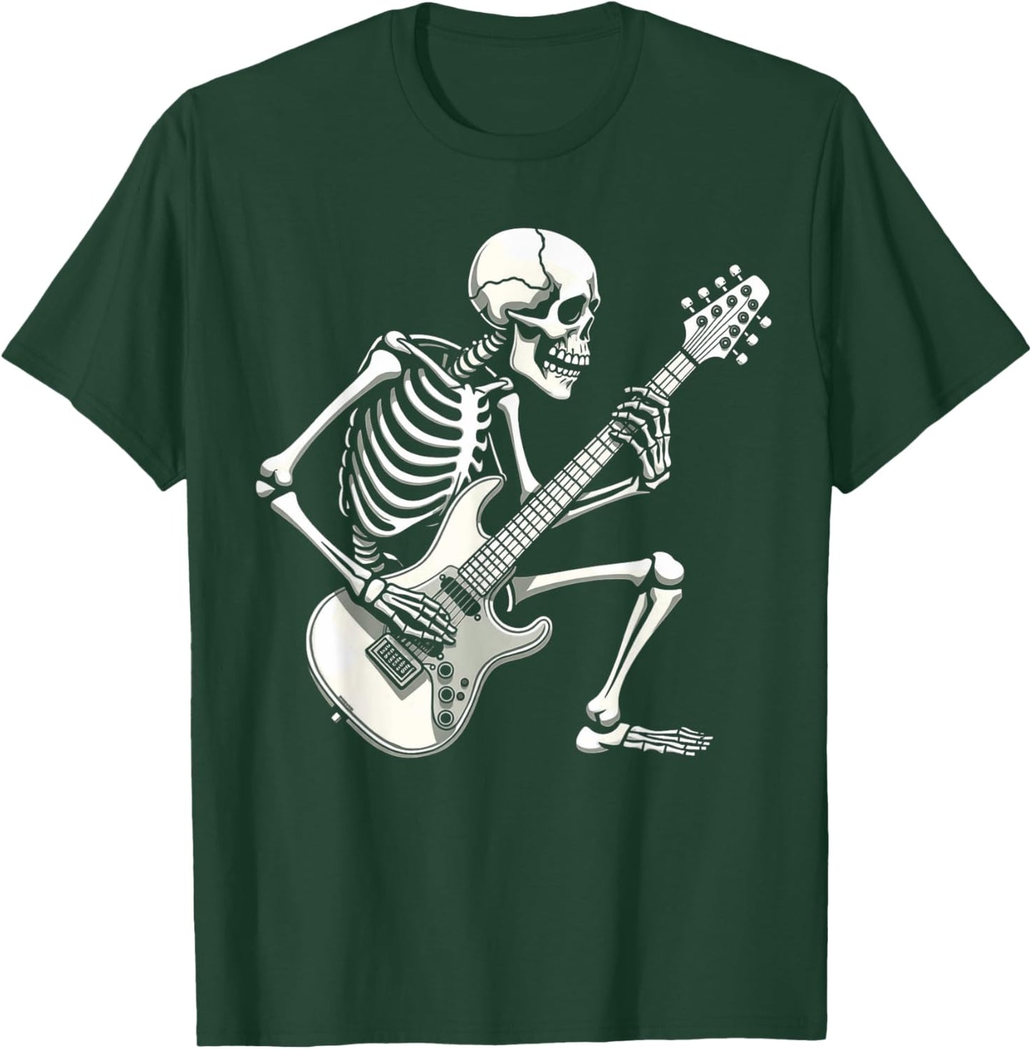 Halloween Skeleton Playing Guitar Rock And Roll Graphic art T-Shirt - T-Shirt | Forest
