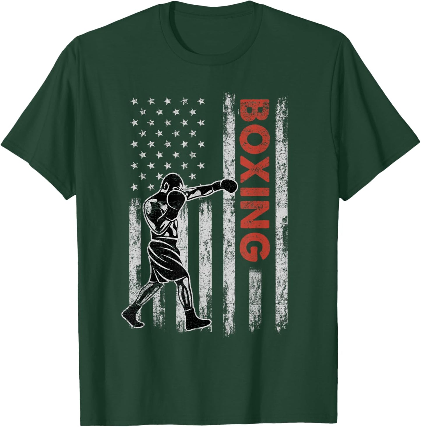 Boxing Lovers Vintage American Flag 4th Of July Gift Kids Men T-Shirt - T-Shirt | Forest