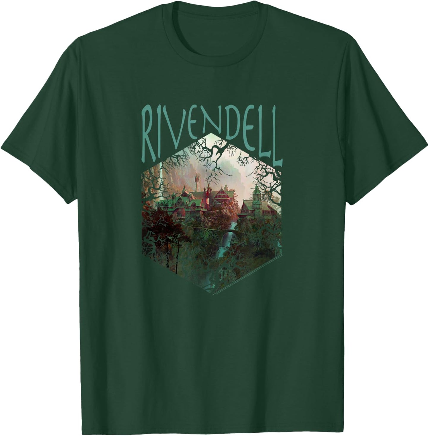 Lord of The Rings Rivendell Picture Hexagon T-Shirt - T-Shirt | Forest