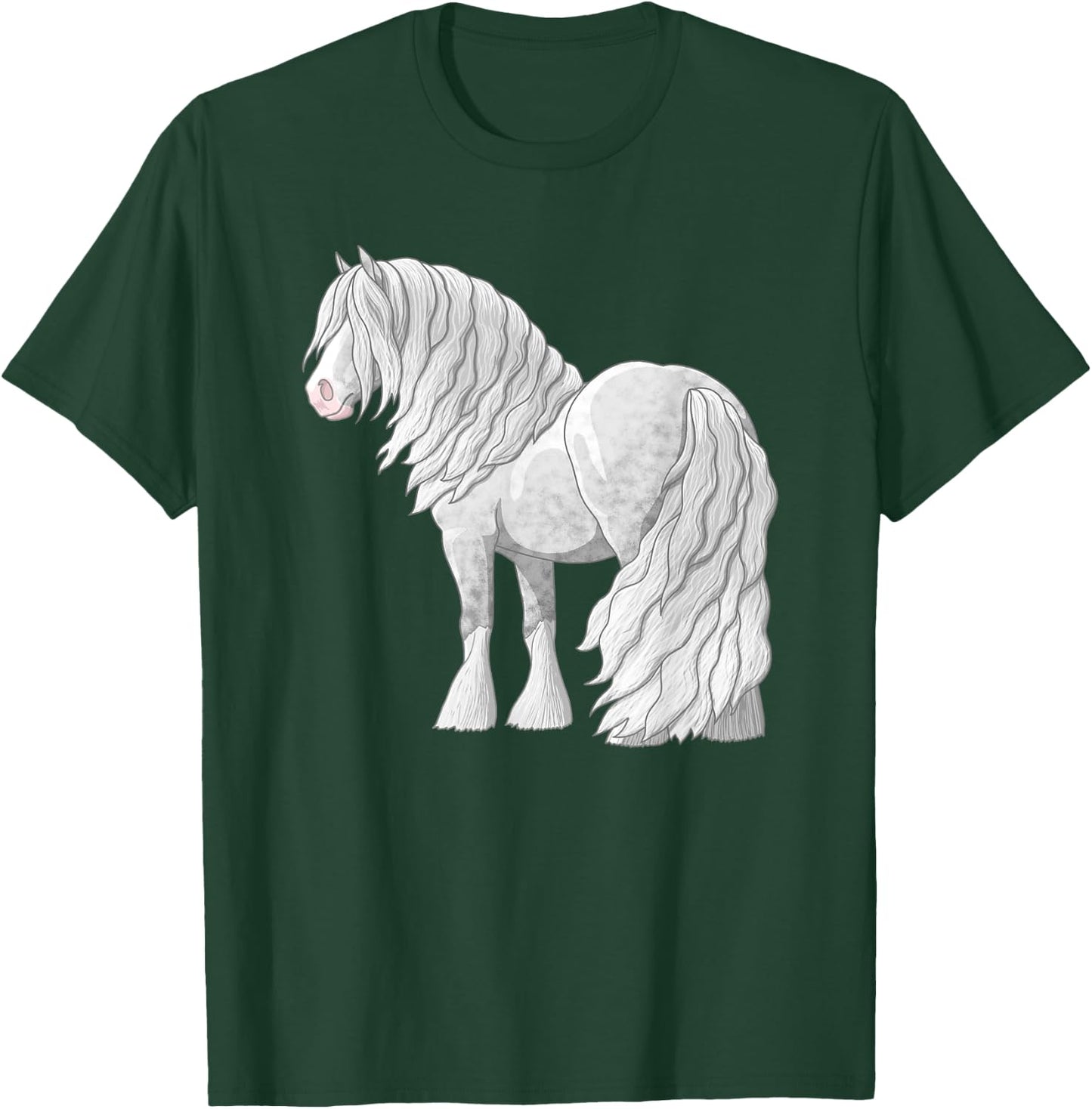White Dapple Gray Gypsy Vanner Irish Cob Draft Horse T-Shirt - T-Shirt | Forest