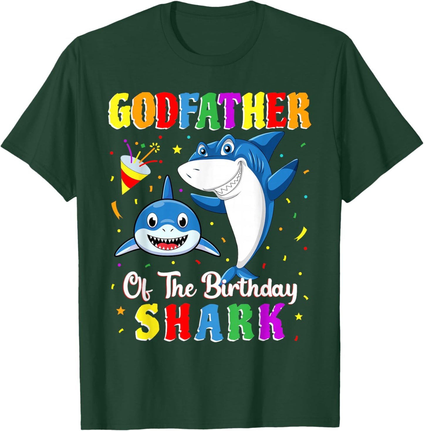 Godfather Of The Shark Birthday Family Birthday Godson T-Shirt - T-Shirt | Forest