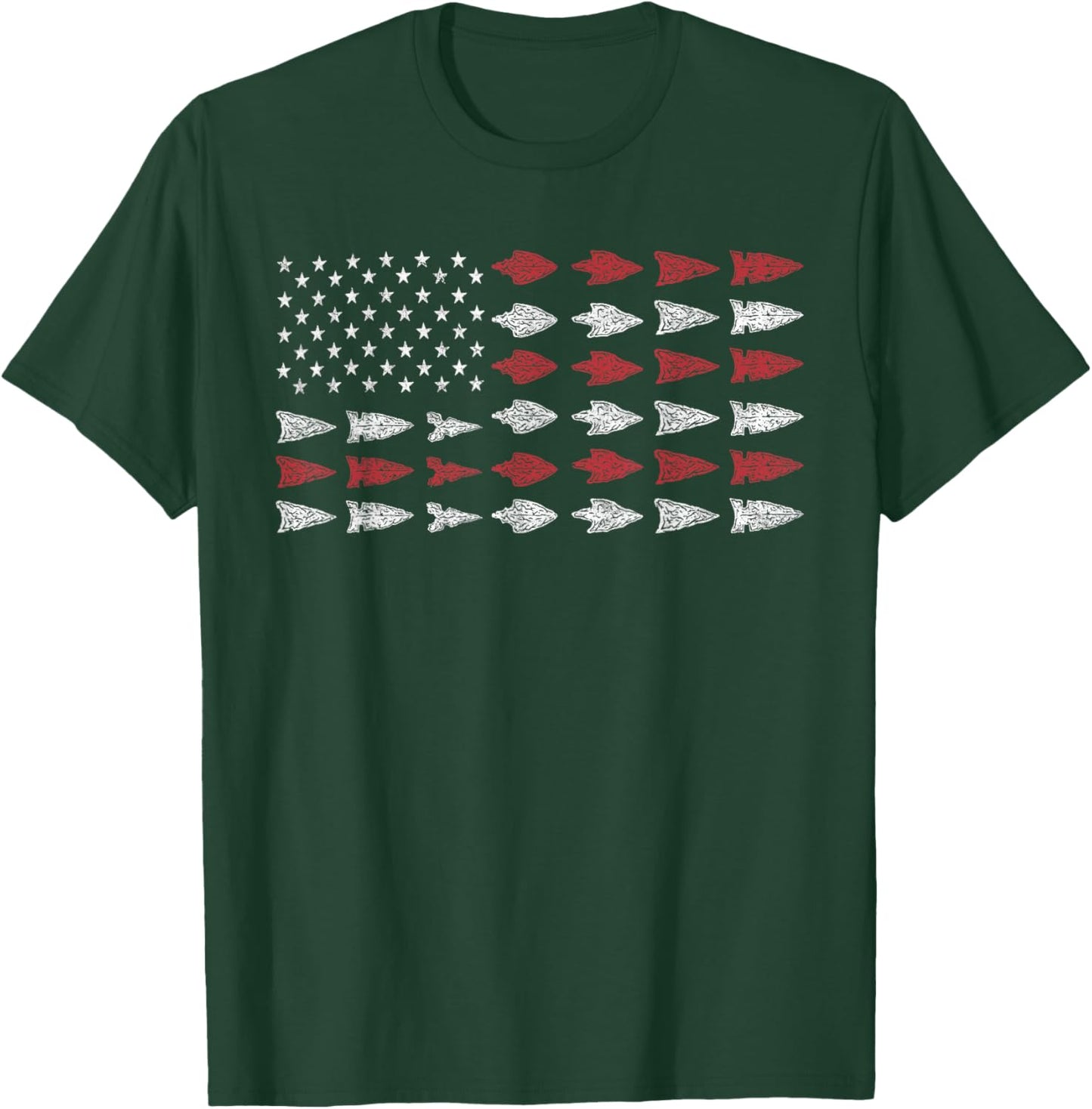 Arrowhead Hunting USA Flag Arrowhead Hunter T-Shirt - T-Shirt | Forest