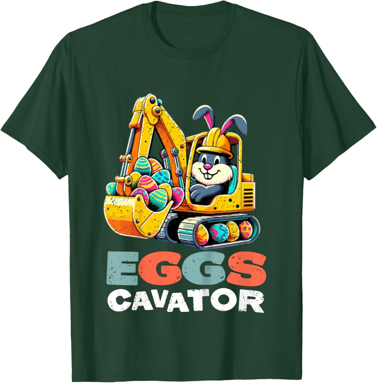 Kids Eggs Cavator Easter Bunny Excavator Boys T-Shirt - T-Shirt | Forest