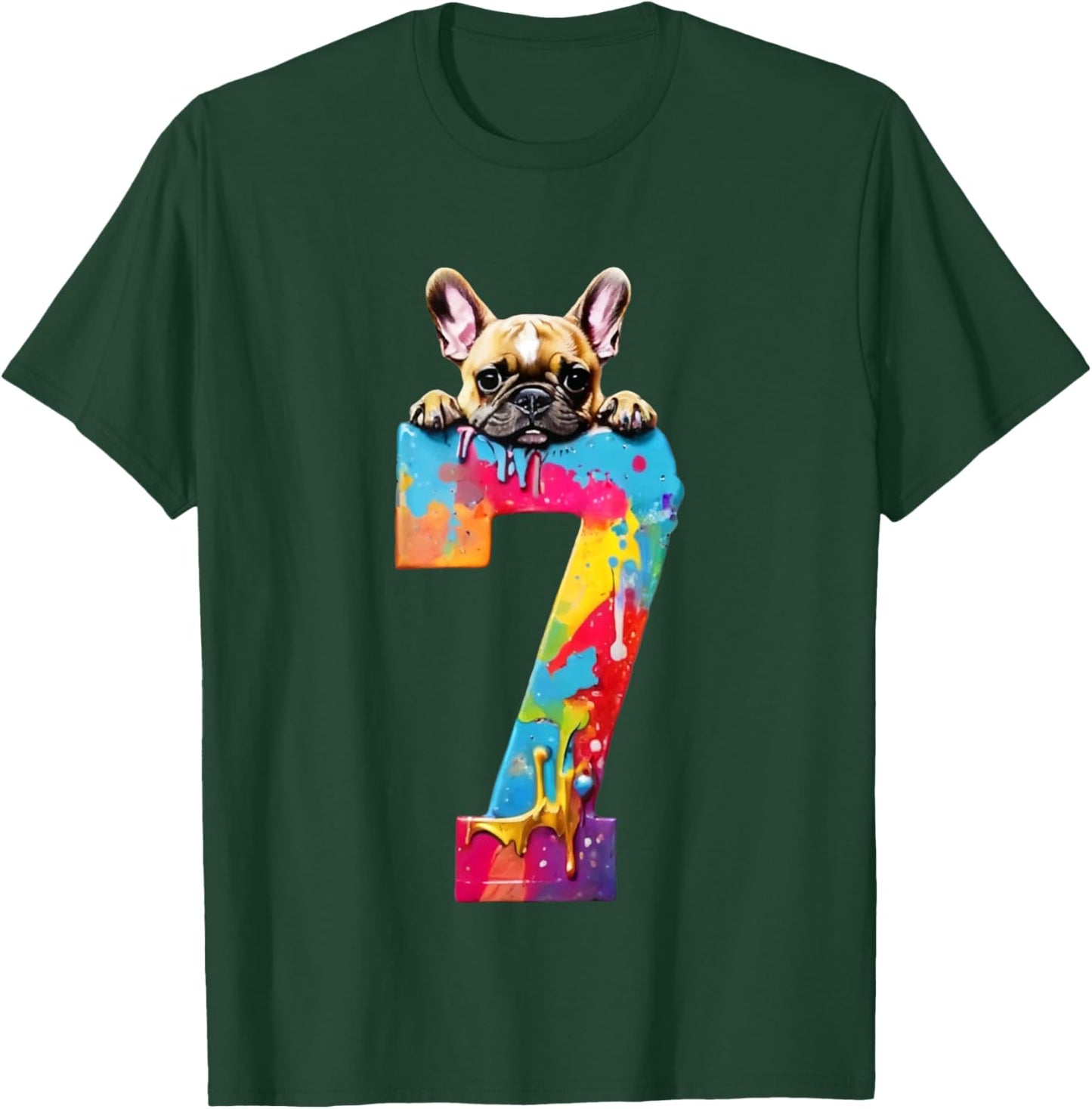 Dog 7 Years French Bulldog 7th Birthday T-Shirt - T-Shirt | Forest