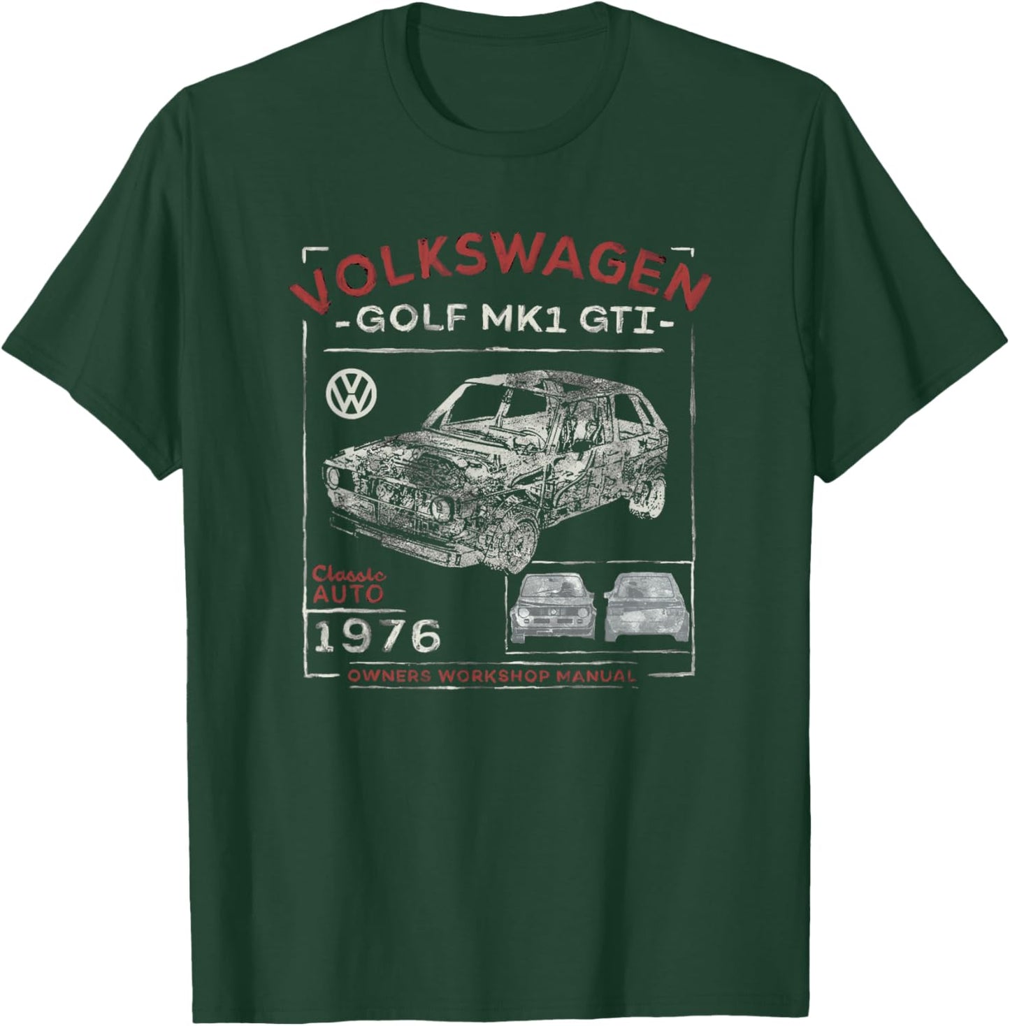 Volkswagen Golf MK1 GTI Owners Workshop Manual T-Shirt - T-Shirt | Forest