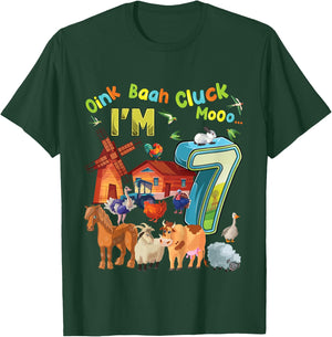 Barnyard 7th Birthday Farm Animals 7 Years Old Farming T-Shirt - T-Shirt | Forest