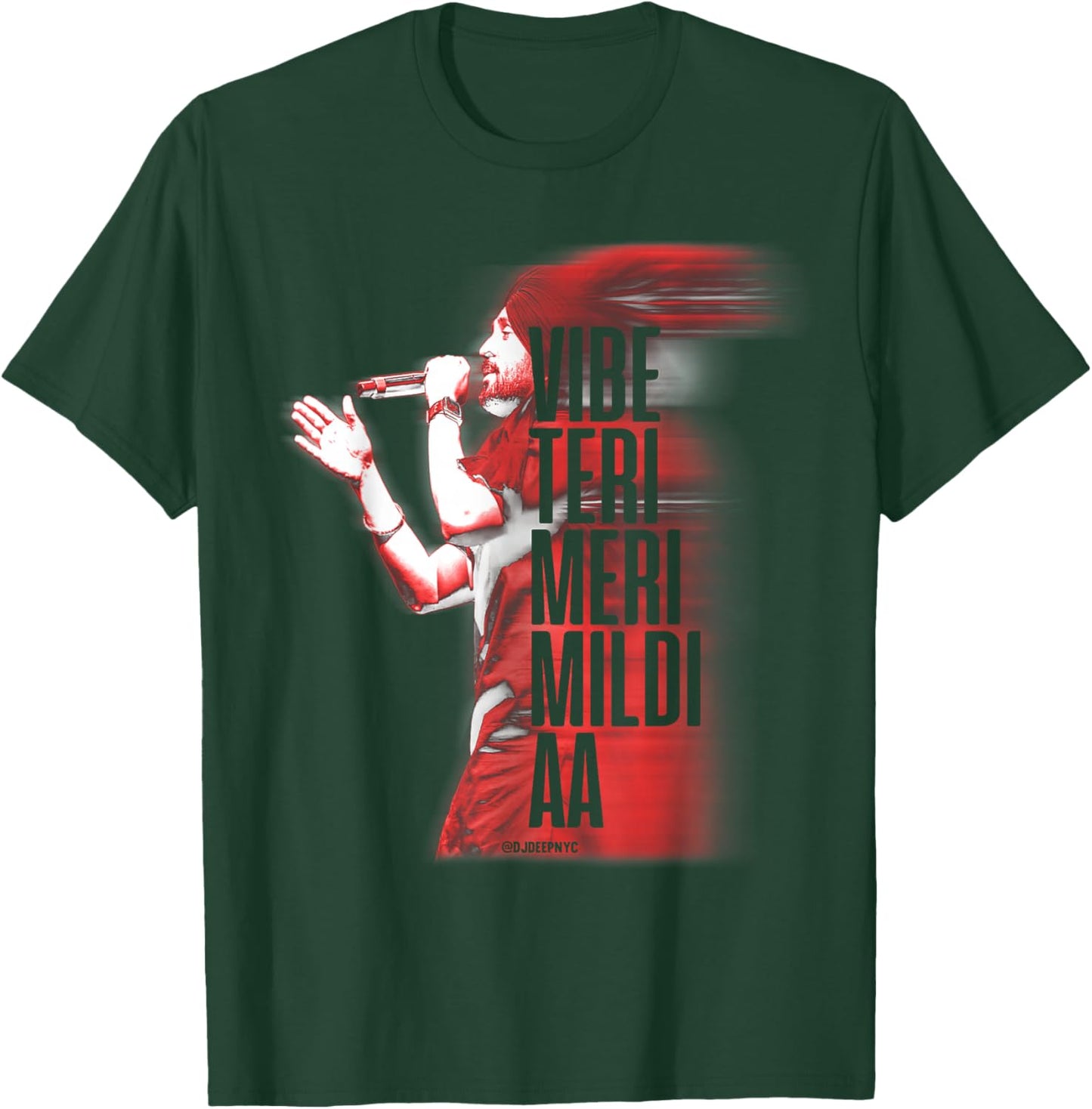 DJ DEEP NYC Vibe Teri Meri Mildi Aa | Desi Apparel | DILJIT , Small, Black T-Shirt - T-Shirt | Forest