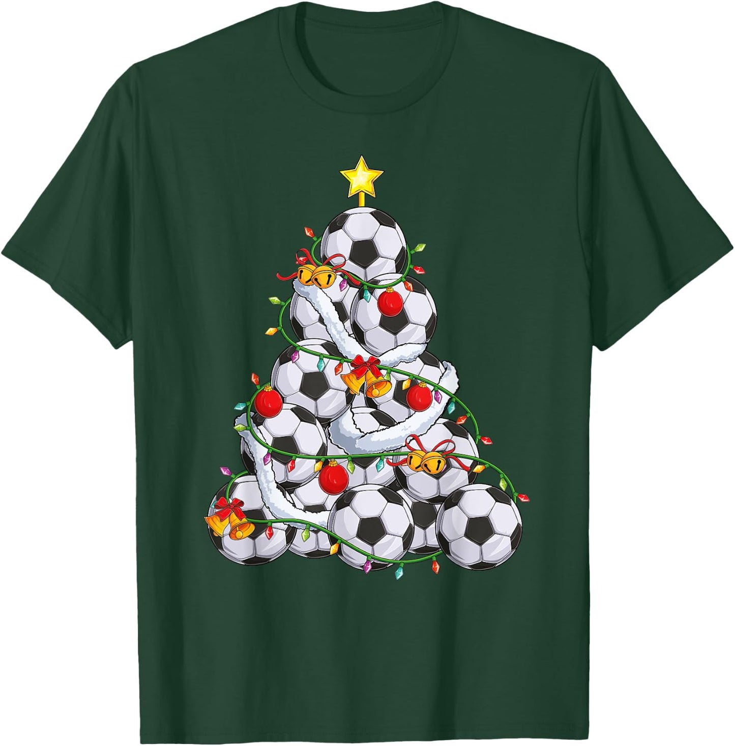 Soccer Christmas Tree Xmas Pajamas coach Player Men Boys T-Shirt - T-Shirt | Forest
