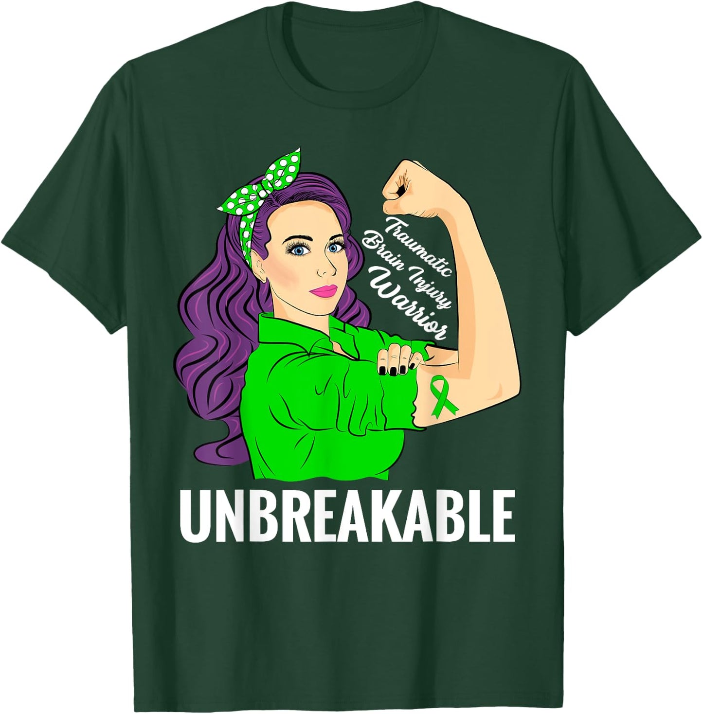 Traumatic Brain Injury Warrior TBI Awareness T-Shirt - T-Shirt | Forest
