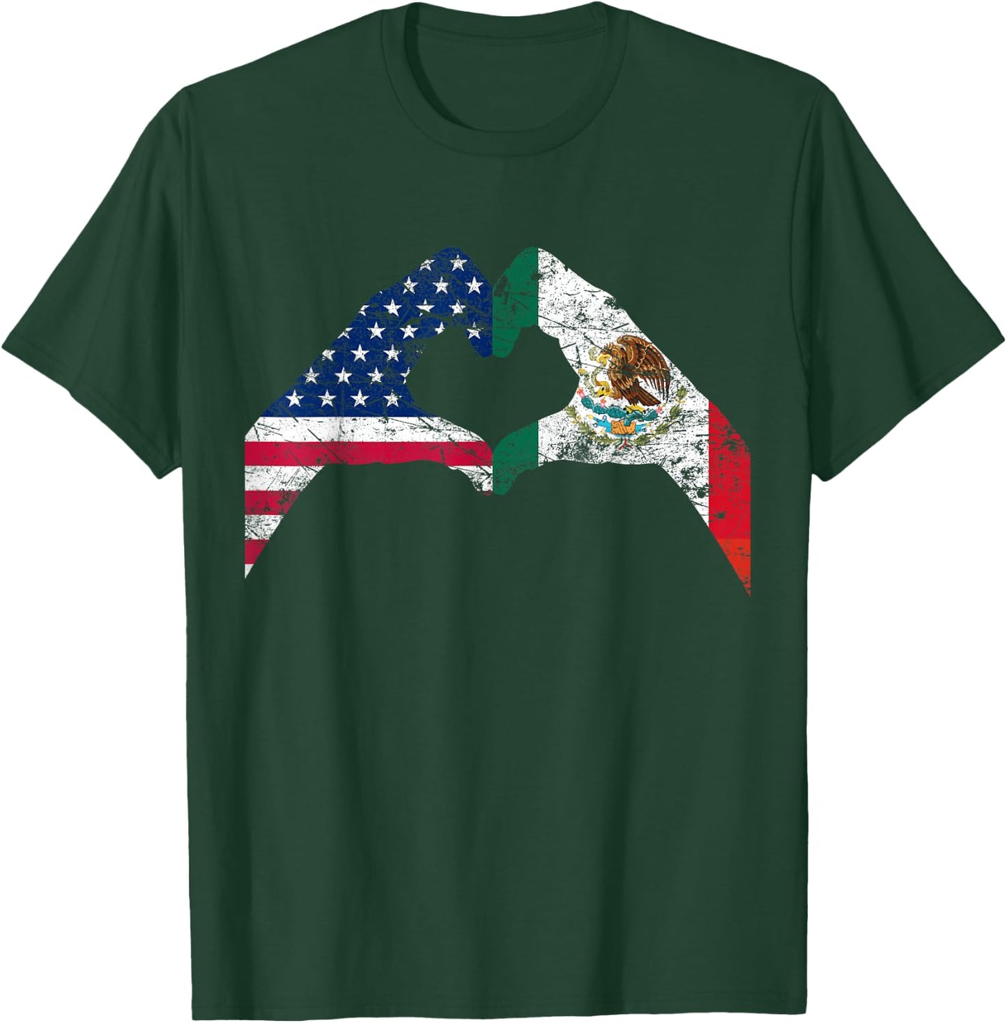 America Mexico Flag Vintage Mexican Roots American T-Shirt - T-Shirt | Forest