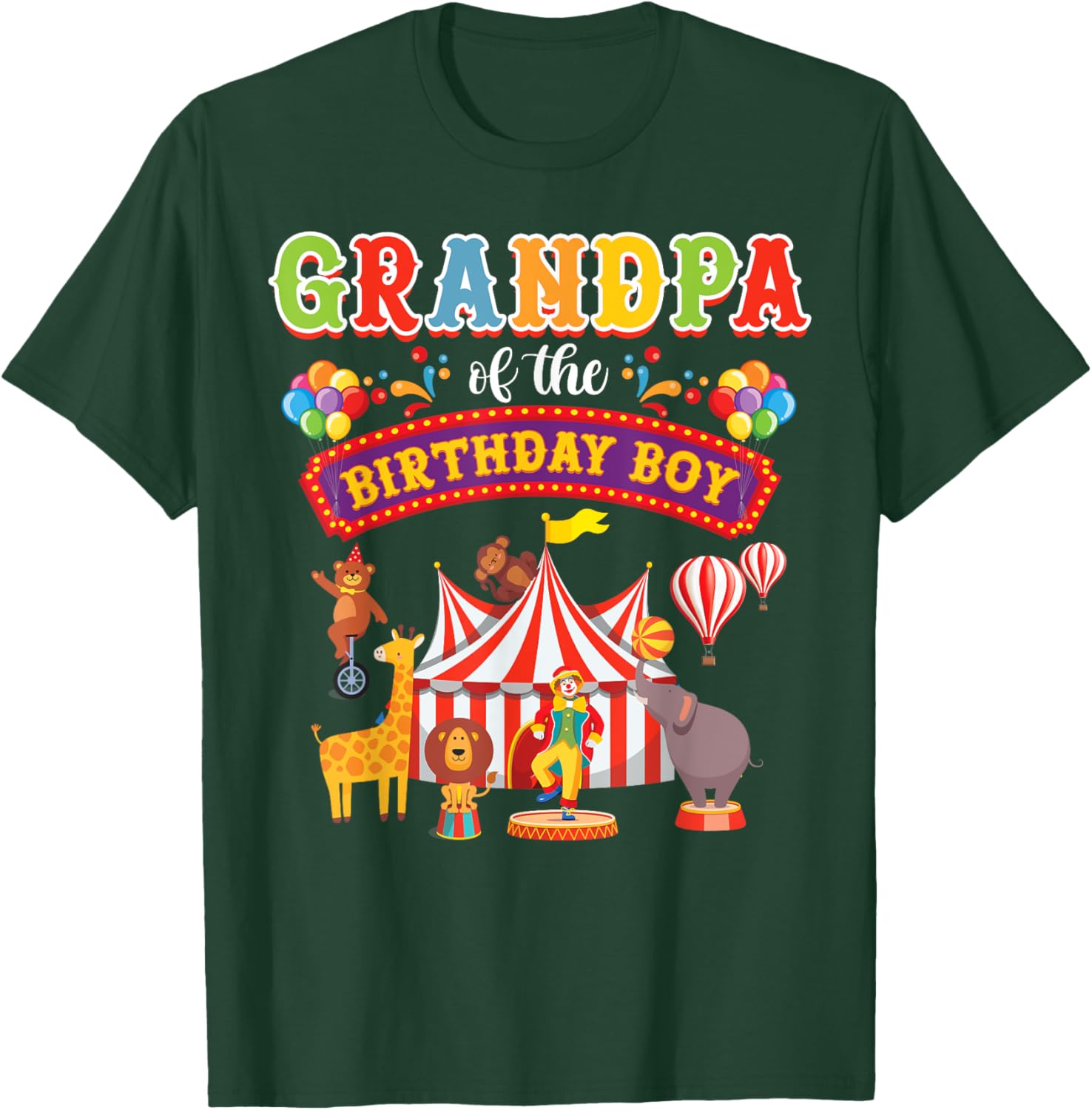 Grandpa Of The Birthday Boy Carnival Circus 1st Birthday T-Shirt - T-Shirt | Forest