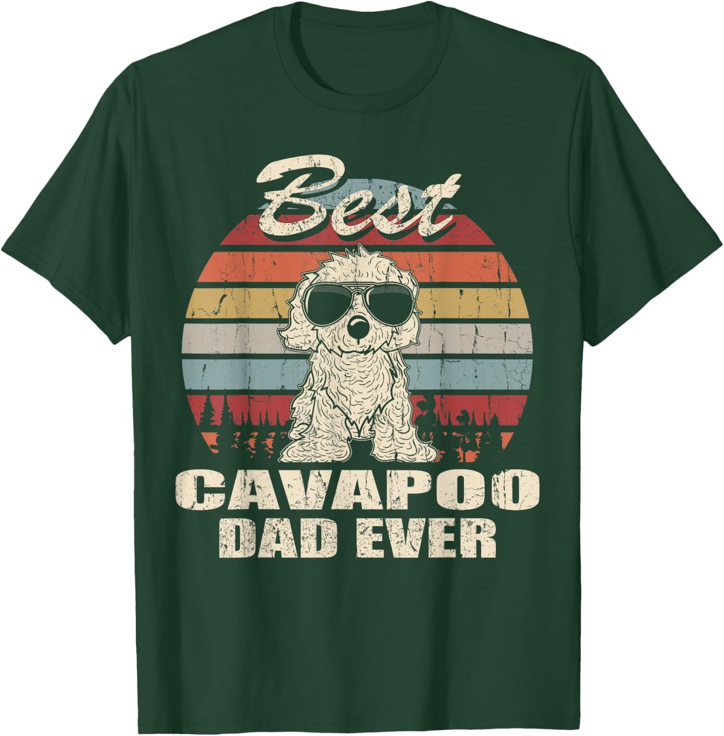 Best Cavapoo Dad Ever Vintage Retro Dog Dad T-Shirt - T-Shirt | Forest