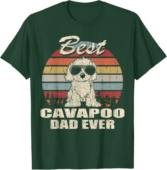 Best Cavapoo Dad Ever Vintage Retro Dog Dad T-Shirt - T-Shirt | Forest