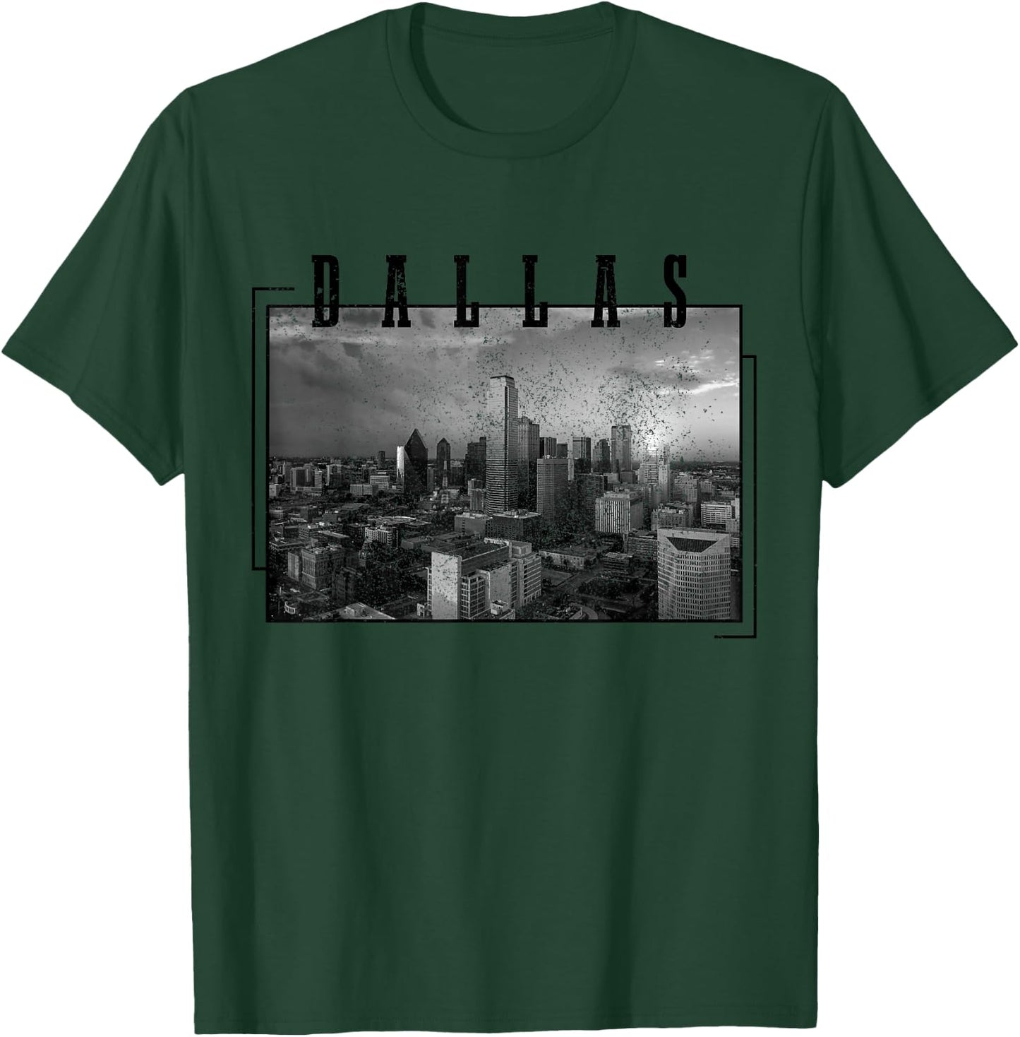 Dallas Skyline Texas Pride Vintage Black & White Photo T-Shirt - T-Shirt | Forest