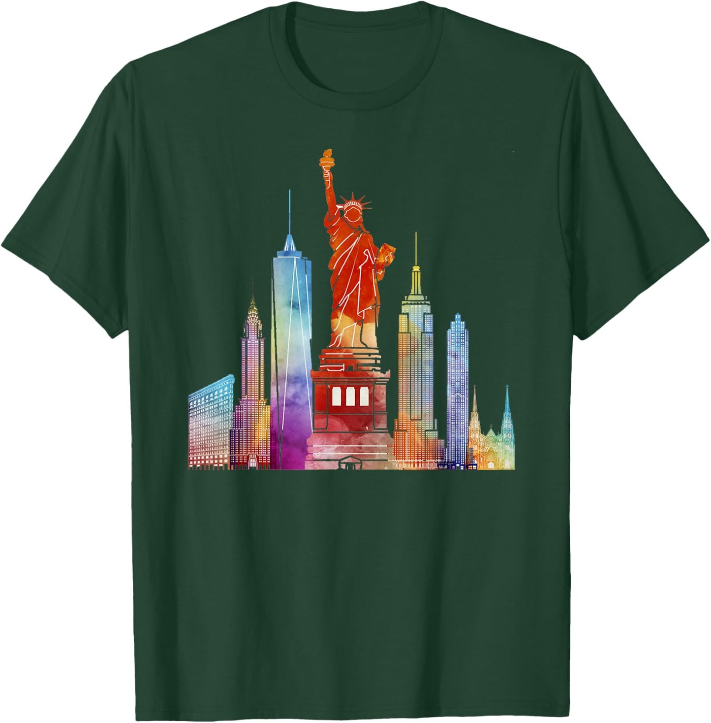 New York City Watercolour Statue of Liberty NYC T-Shirt - T-Shirt | Forest