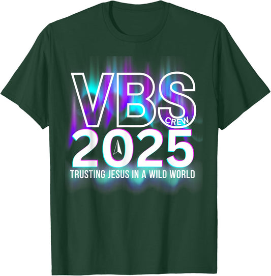 VBS Crew 2025 Northern Lights Team VBS Vacation Bible School T-Shirt - T-Shirt | Forest