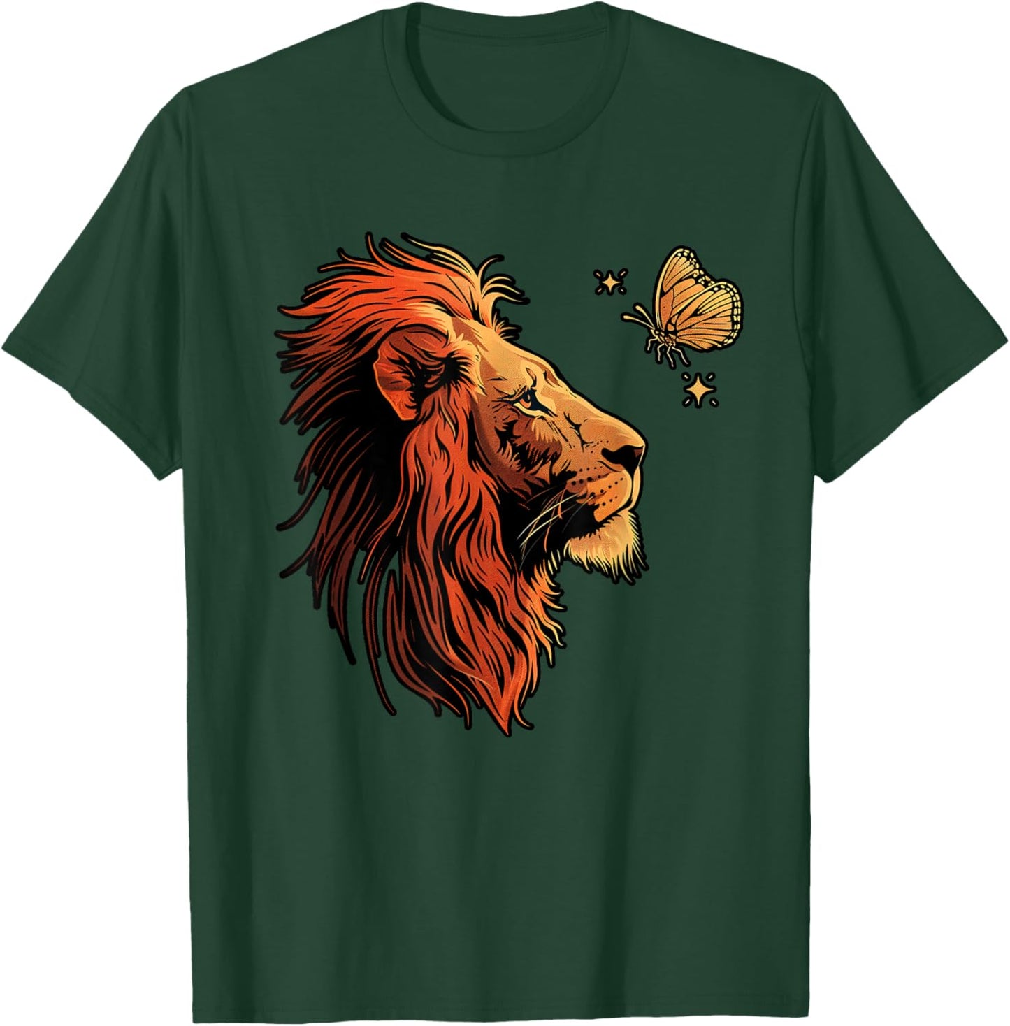 Lion Head Lion Butterfly T-Shirt - T-Shirt | Forest