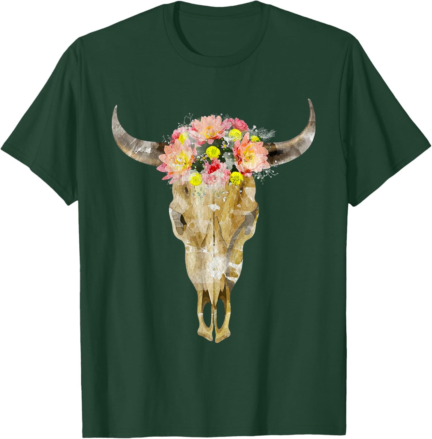 Bull Head Cattle Cow Skull I Western Skull T-Shirt - T-Shirt | Forest