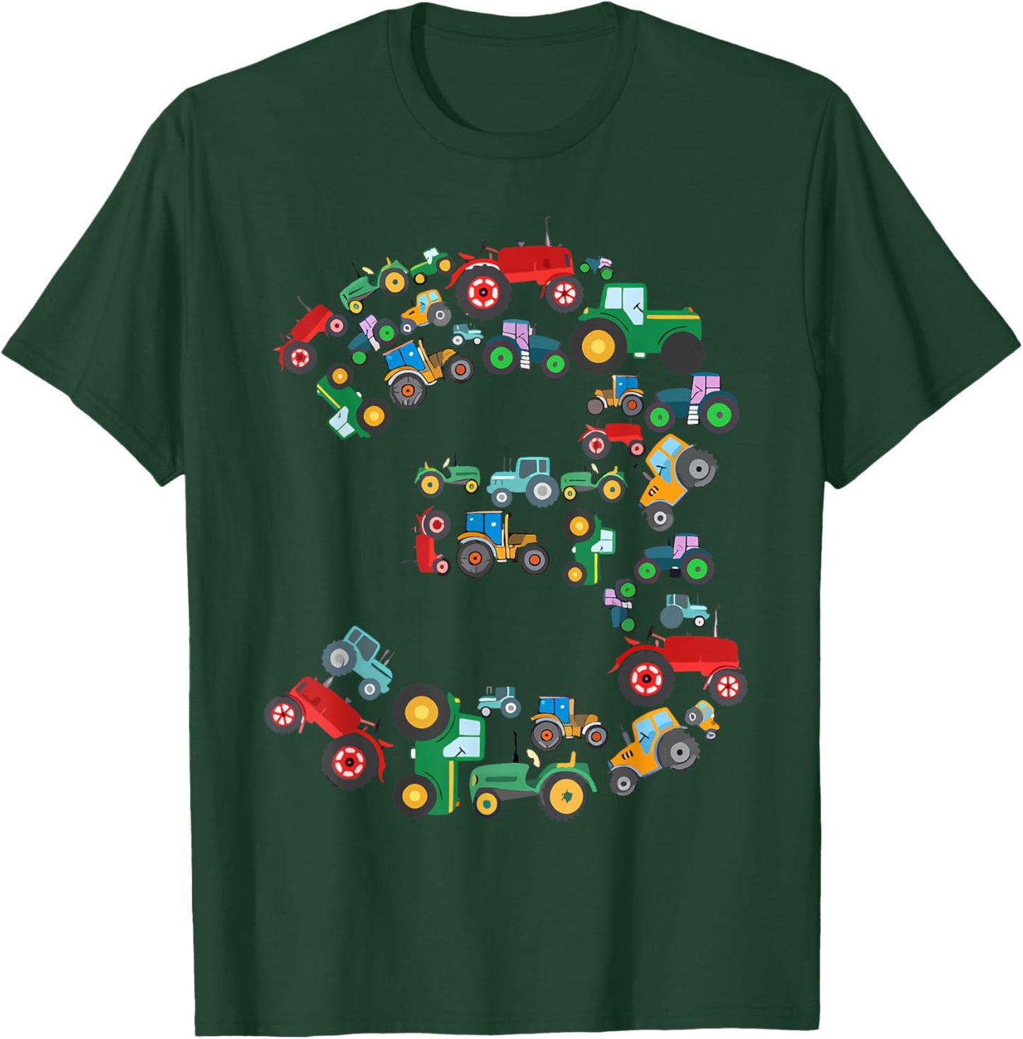 Tractors 3 Years Old 3rd Farm Birthday Theme Party Matching T-Shirt - T-Shirt | Forest