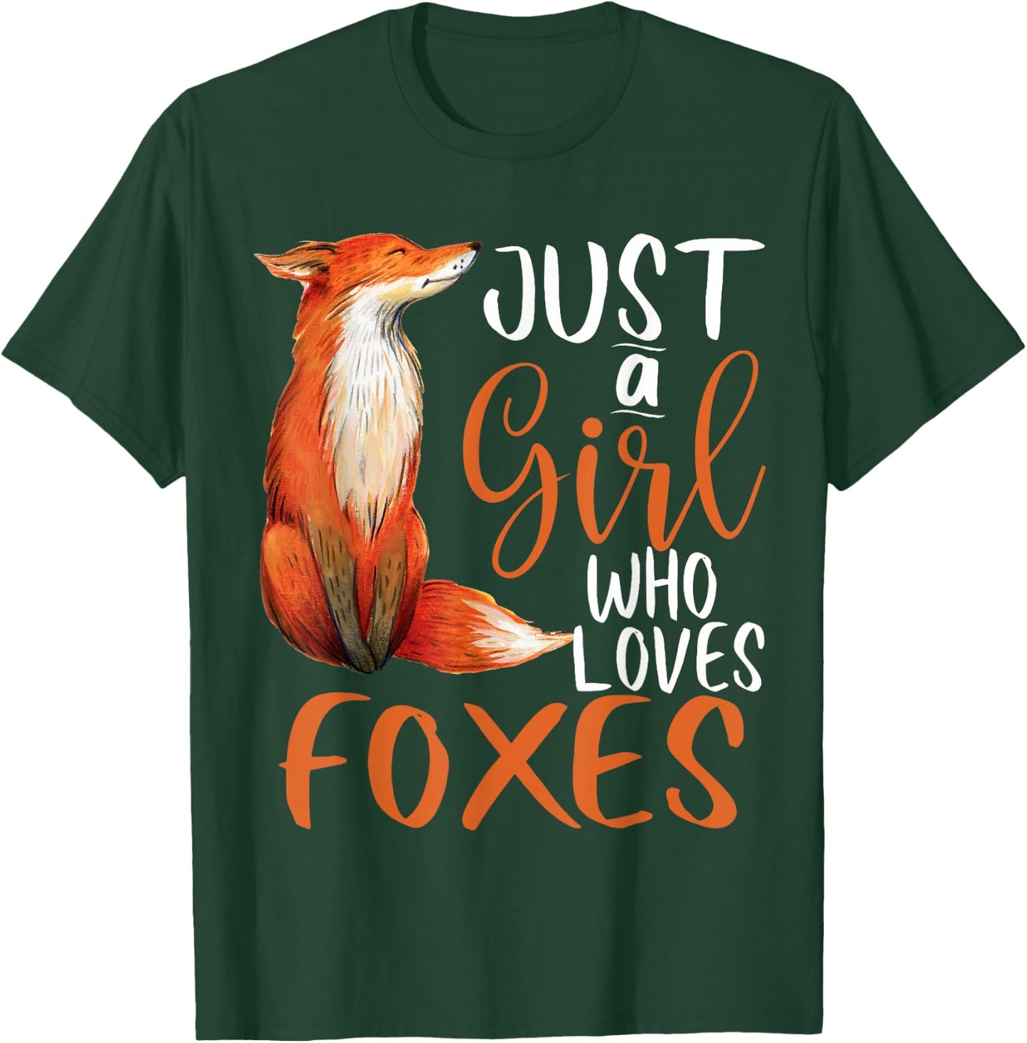 Just a Girl Who Loves Foxes girls women kids Cute Fox Gift T-Shirt - T-Shirt | Forest