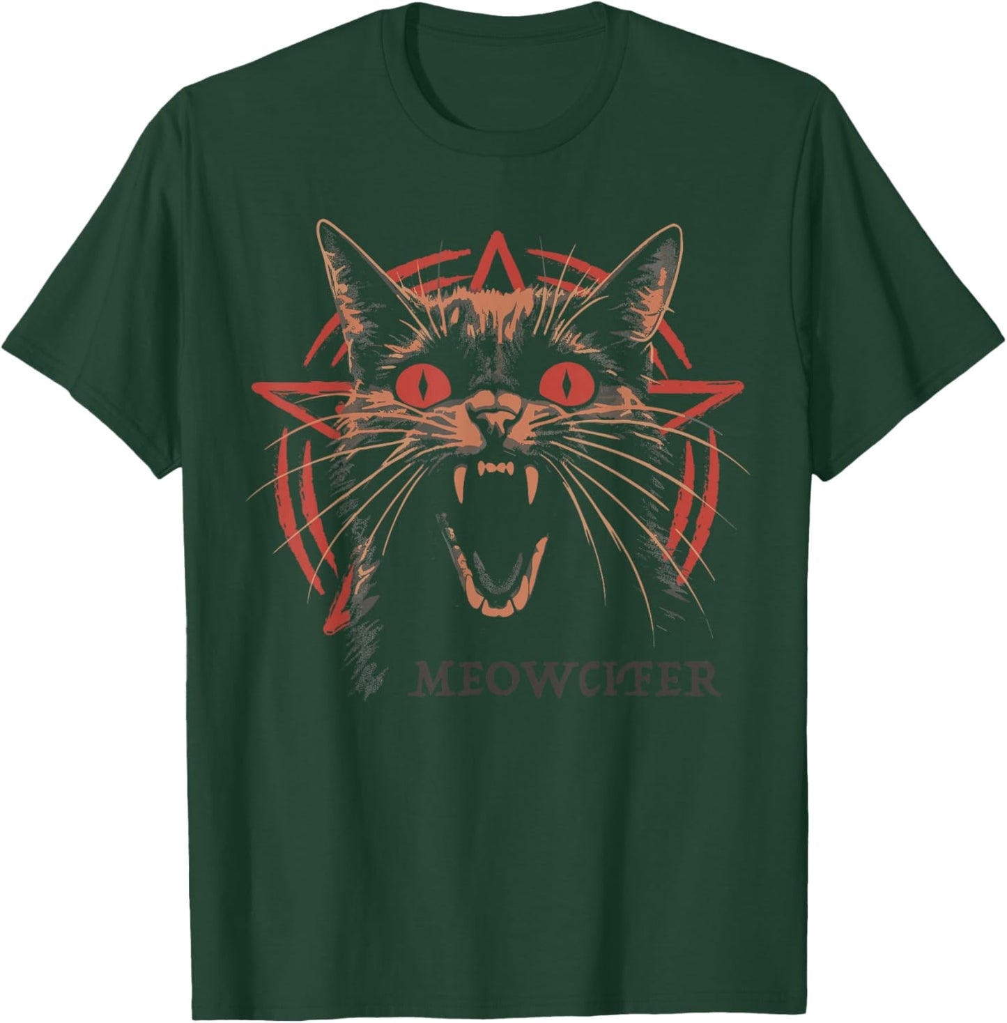 MEOWCIFER - Occult Devil Pentagram Lucifer Goth Cat T-Shirt - T-Shirt | Forest
